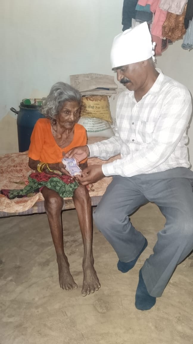 Bank manager with old woman